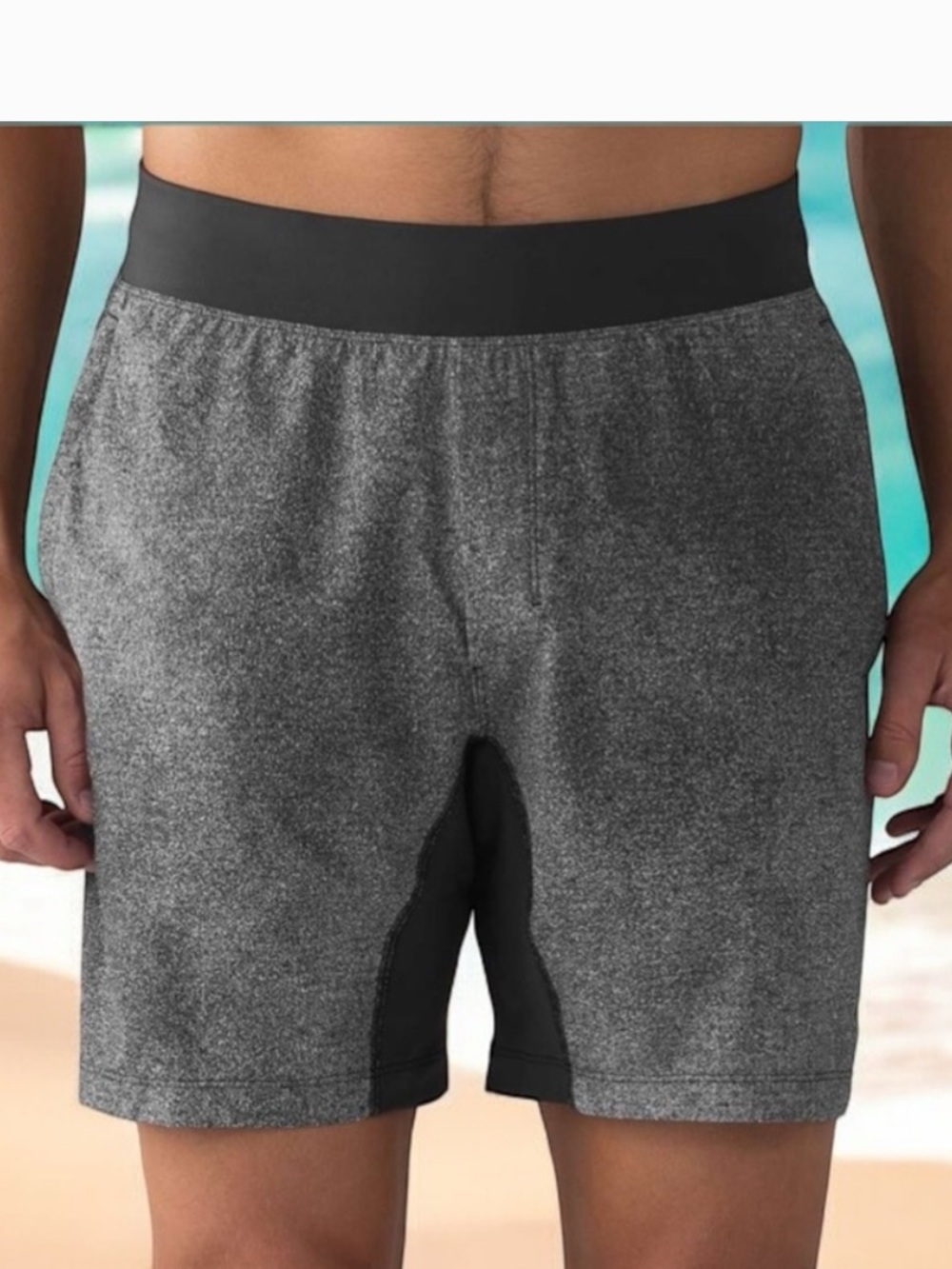 Lululemon Men's Gray Athletic Shorts with Side Pockets sz L